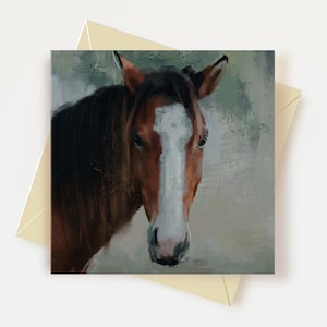 Carte de voeux alezan et cheval blanc Cadeaux pour amoureux des chevaux Carte d'anniversaire cheval bai Carte de remerciement cheval gris