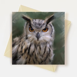 Carte de voeux hibou grand-duc Cadeaux pour amoureux des oiseaux Carte d'anniversaire hibou Carte de remerciement