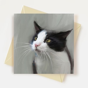 Carte de voeux pour les amoureux des chats Carte d'anniversaire pour chat smoking Carte de remerciement pour chat smoking
