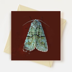 Carte de voeux papillon de nuit en marbre vert Carte de remerciement papillon de nuit