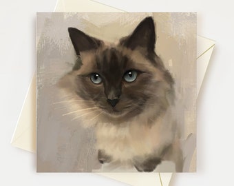 Seal Point Ragdoll Cat Greeting Card Cat Lover Gifts Cat Birthday Card Cat Thank You Card