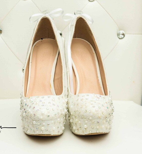 Ivory Lace Bridal Heel Wedding Shoes 