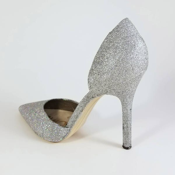 be mine bridal katy heeled shoes in silver glitter