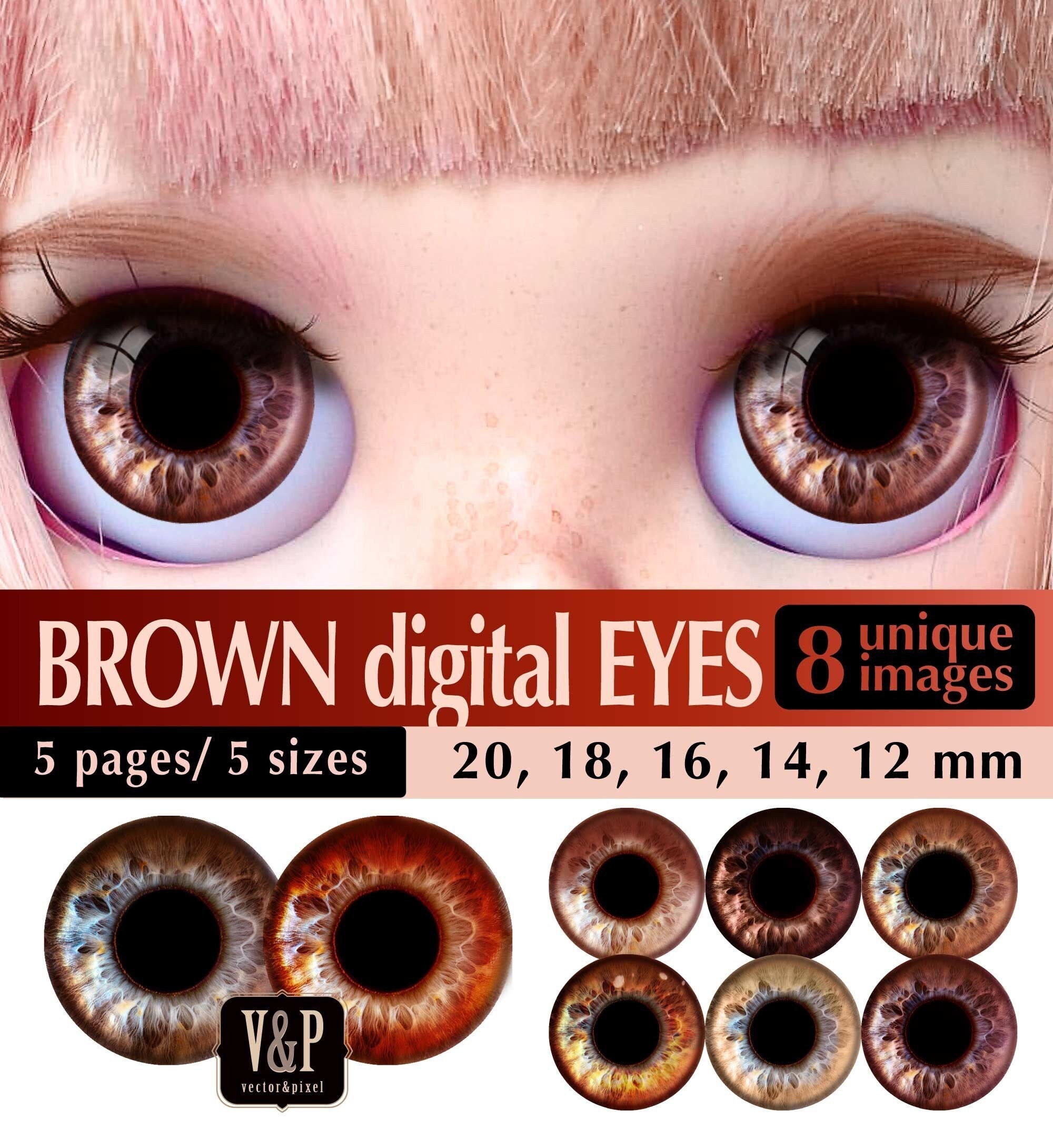 4 pr 18 mm BROWN DOLL EYES 4 pr 18 mm BROWN DOLL EYES