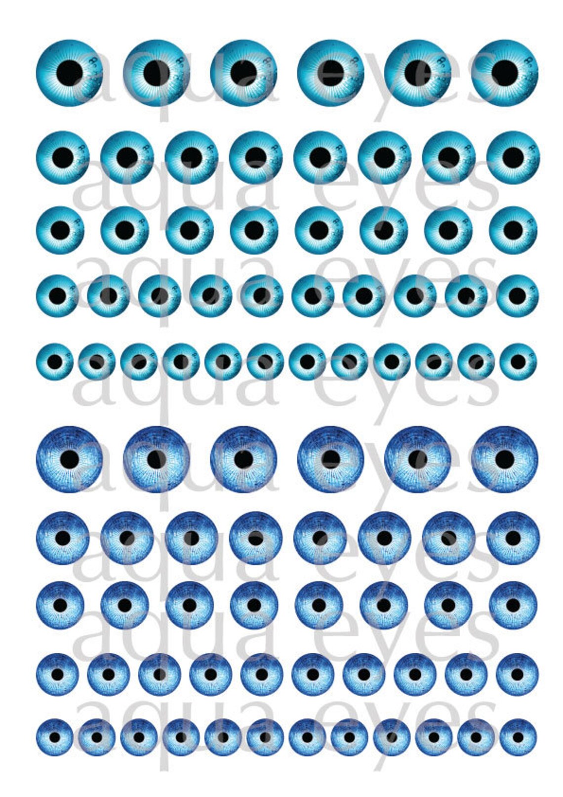 Eyes Aqua Printable Blue Realistic Irides Download for Mini | Etsy
