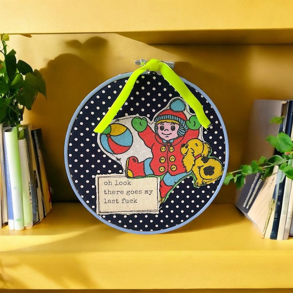 My very last f**k Hoop Art. Framed wall art. Vintage 80s image.