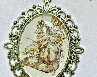 Tabby Cat Ornament - Handmade with Real Vintage Beatrix Potter Book Illustration - Classic Children's Book - Bookish Gifts