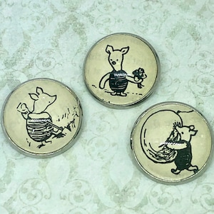 Piglet Book Brooches Handmade with Real Vintage Winnie the Pooh Book Illustrations - Classic Pooh Bear - Bookish Literary Gifts, Bookworm