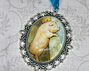 Pig Ornament - Handmade with Real Vintage Beatrix Potter Book Illustration - Classic Children's Book - Bookish Gifts