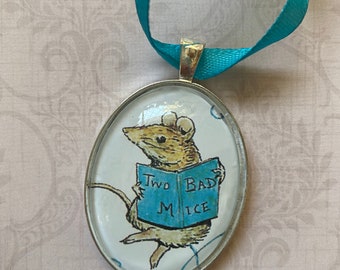 Due topi cattivi Ornamento di Beatrix Potter fatto a mano con vera illustrazione di libro vintage - Classico libro per bambini, regali letterari libreschi