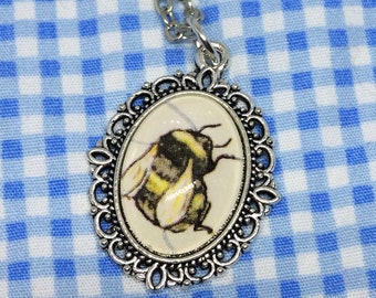 Bumble Bee Necklace - Beatrix Potter Necklace Handmade with Real Vintage Book Illustration - Classic Children's Book - Bumble Bee Necklace