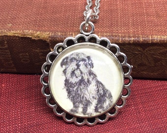 Terrier collana fatta a mano da vittoriano libro illustrazione - regali letterario di gioielli, ciondolo cane, cane, libresco regali