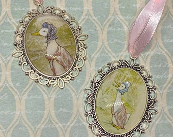 Jemima Puddle Duck Ornament - Handmade with Real Vintage Beatrix Potter Book Illustration - Christmas Ornament