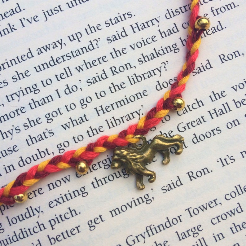 Harry Potter Inspired Hogwarts House Friendship Bracelet Cotton Braided House Colours Gryffindor Slytherin Ravenclaw Hufflepuff