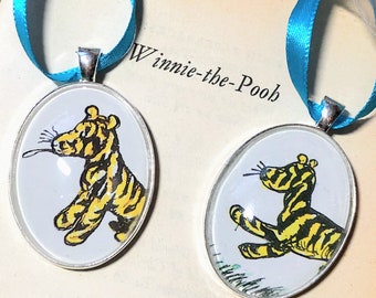 Tigger Ornament - Tigger from Winnie the Pooh Book Ornaments Handmade with Real Vintage Book Illustrations -Classic Pooh Bear Classic Tigger