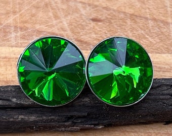 Green Crystal Stud Earrings