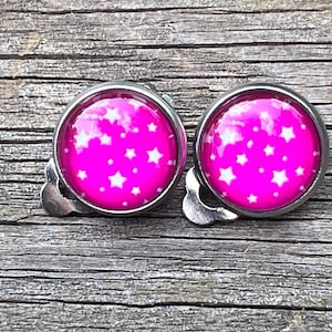Women’s Men’s Pink Star Clip On Earrings