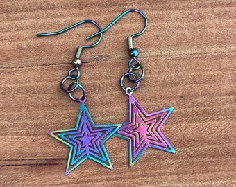 Iridescent Star Shaped Earrings