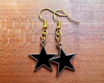 Black Star Dangle Earrings