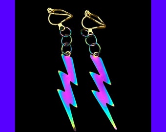 Lightning Bolt Clip On Earrings