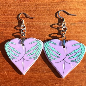 Women’s Men’s Purple Skeleton Halloween Dangle Earrings