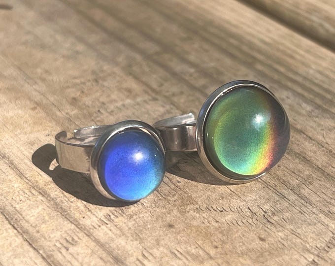 Adjustable Stainless Steel Magic Mood Rings with Chart!