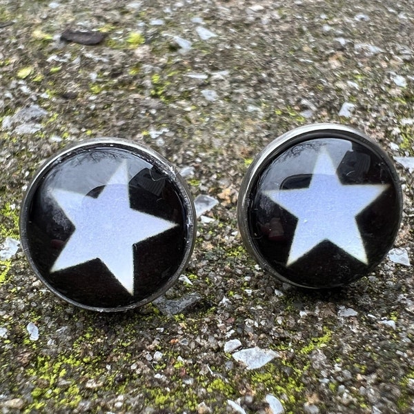 Star Clip On Earrings • Black and White