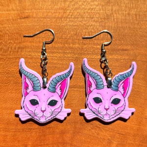 Women’s Men’s Pink Halloween Cat Dangle Earrings
