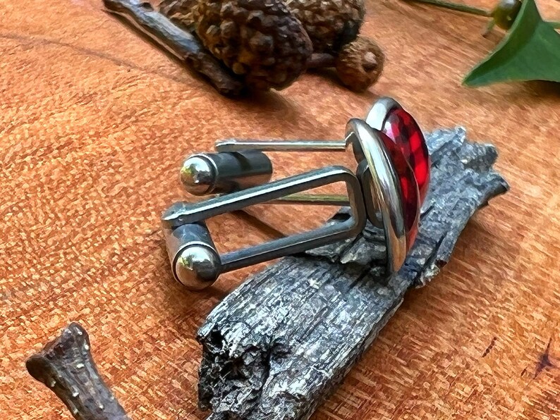 Red Black Cufflinks, Mens Goth Grunge Emo Businessman Gothic Preppy