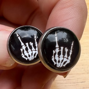Black White Skeleton Halloween Cufflinks Cuff Links Jewelry