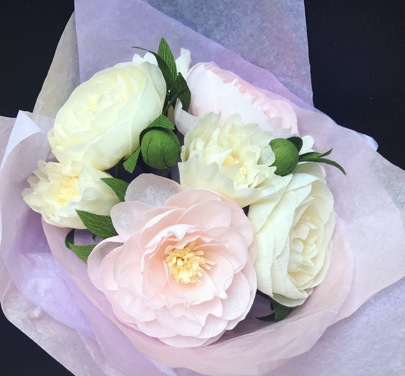 Paper Flowers bouquet for Mother/'s Day or special events Peonies bouquet italian crepe paper