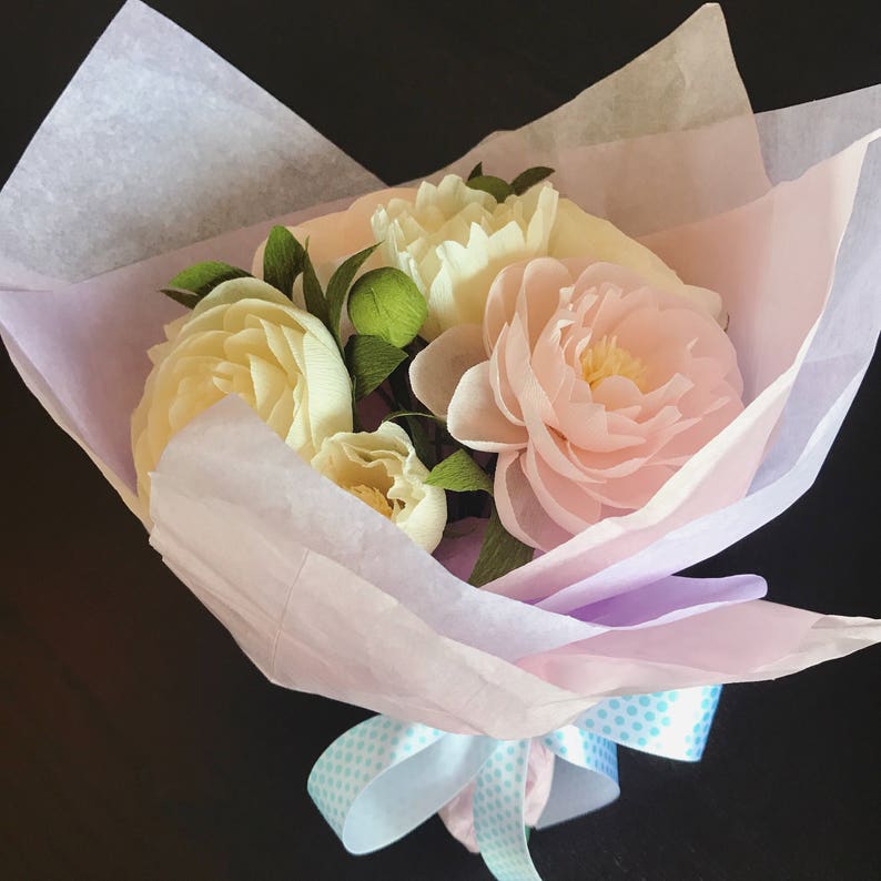 Paper Flowers bouquet for Mother/'s Day or special events Peonies bouquet italian crepe paper