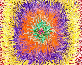 Fractal (All Things Are Alive 35) - Psychedelic abstract drawing, original art