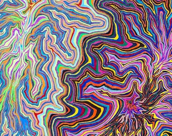 Psychedelic abstract drawing, original art -- Supersymmetry (All Things Are Alive 11)