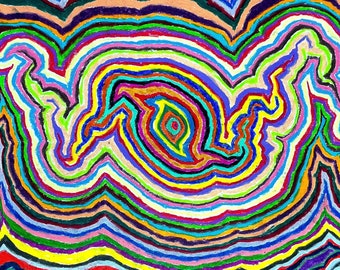 All Things Are Alive 38 -- Psychedelische abstracte tekening, originele kunst