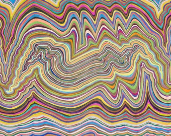 Curve (All Things Are Alive 23) -- Psychedelic abstract drawing, original art