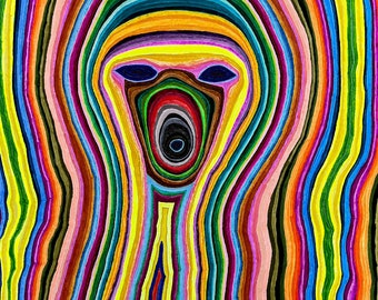 Alien (All Things Are Alive 37) -- Psychedelic abstract drawing, original art