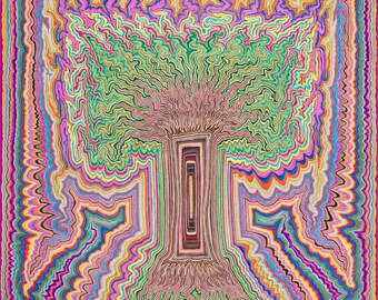 Yggdrasil (All Things Are Alive 31) -- Psychedelic drawing, original art