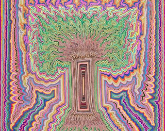Yggdrasil (All Things Are Alive 31) -- Psychedelic drawing, original art