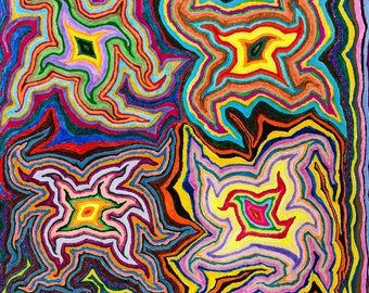 Psychedelic abstract drawing, original art -- The Many Dance (All Things Are Alive 27)