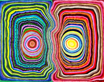 Disturbances in a Field (All Things Are Alive 37) -- Psychedelic abstract drawing, original art