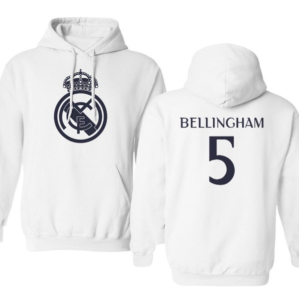 Soccer Star Madrid Football Jersey Style Bellingham Unisex Hooded Sweatshirt