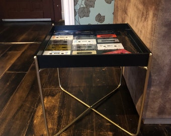 Table Cassette Tape, unique coffee table, music lover decor, handmade, up cycled cassettes, great gift, birthday, christmas