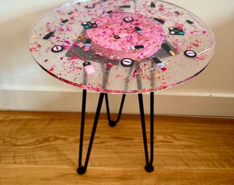 Table MAC make-up lipstick light up decor kitsch cosmetic charms UNIQUE One Off coffee table side table iron legs table unique home decor