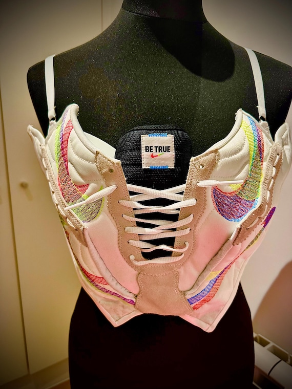 Upcycled Cortez Sneaker Corset Bralet - Handmade Fashion Statement