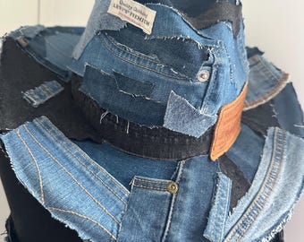 Cowboyhatt i återvunnet denimmönster