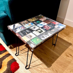 Bespoke Table Cassette Album - Unique Handmade Furniture for Music Lovers coffee table, home decor personalised gift 35cm 44cm 44cm 20 tapes
