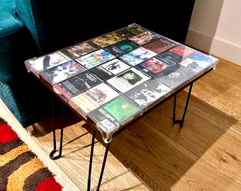 Bespoke Table Cassette Album - Unique Handmade Furniture for Music Lovers coffee table, home decor personalised gift 35cm 44cm 44cm 20 tapes