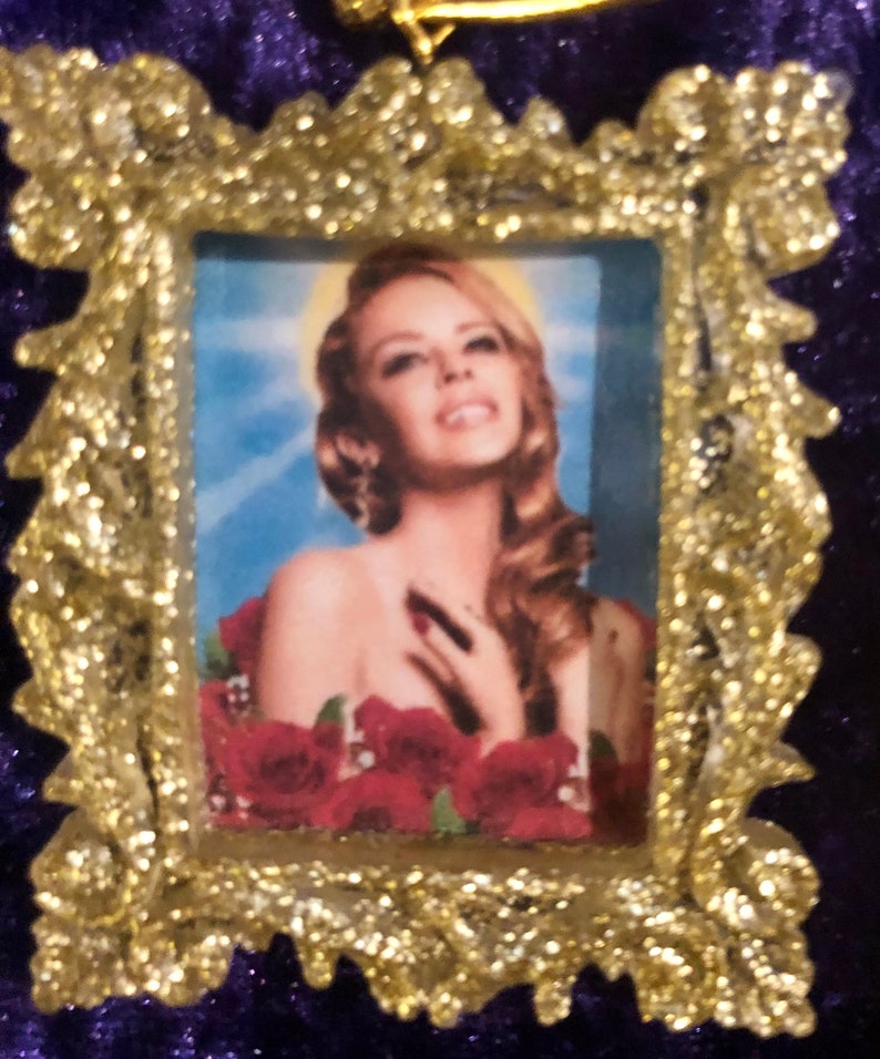 Icon Christmas Decorations Gold Kylie Minogue, Cher & Dolly Parton gifts holidays, ornaments, christmas gold frames with a gold tag image 7