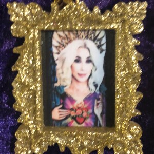 Icon Christmas Decorations Gold Kylie Minogue, Cher & Dolly Parton gifts holidays, ornaments, christmas gold frames with a gold tag image 5